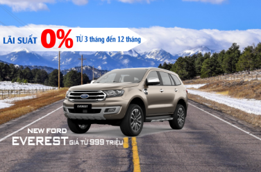 FORD EVEREST 7 CHỖ ƯU ĐÃI LÃI SUẤT 0% TỪ 3 THÁNG ĐẾN 12 THÁNG